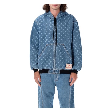 Moon Laser Denim Padded Jacket Light Blue