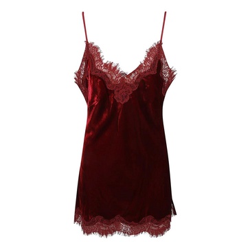 Red Velvet Lace Trim Topwear