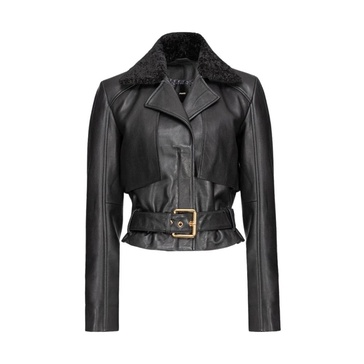 Motorcycle Jacket with Synthetic Shearling Collar