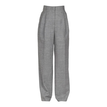 Wide wool trousers with straight leg