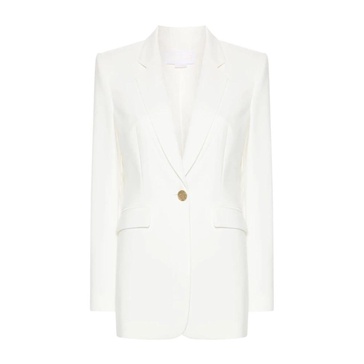 White Cady Texture Jacket with Notched Lapels