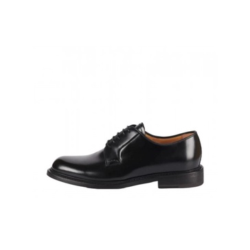 Brushed leather derby shoes with round toe