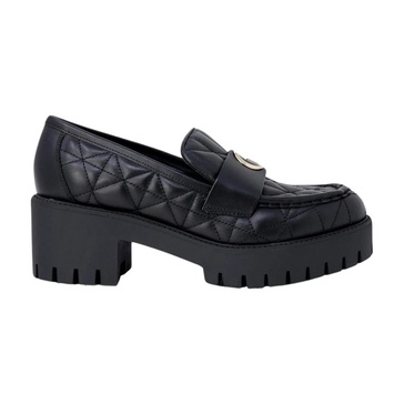 Black Leather Slip-On Shoes Women