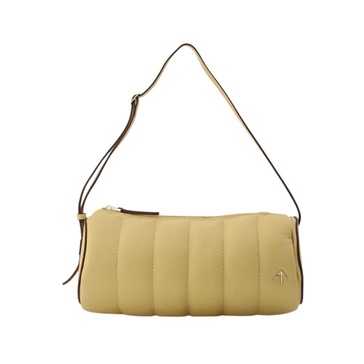 Padded Cylinder Bag in Cream Leather