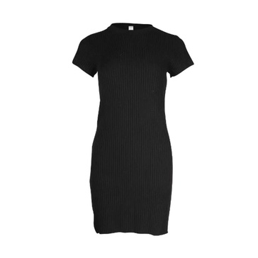 Black Rib Knit Mini Dress