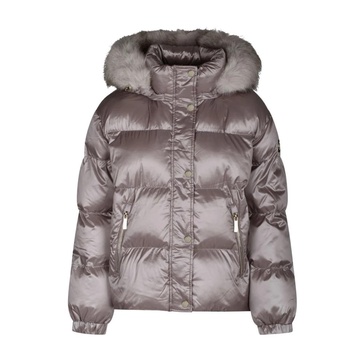 Short Puffer Jacket with Faux Fur Hood