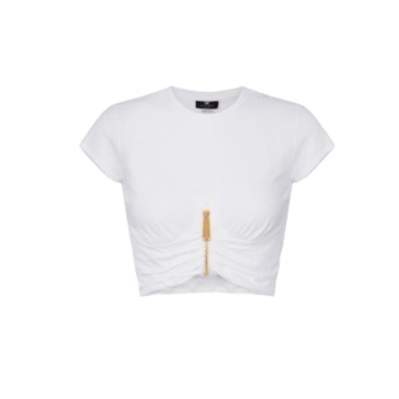 White Draped Cup Cropped T-shirt