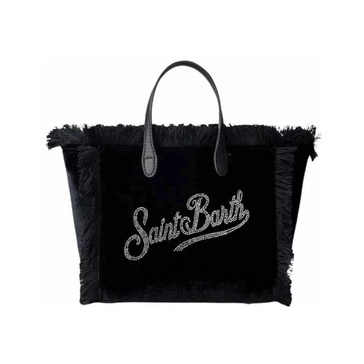 Velvet Vanity Shoulder Bag with Rhinestone Logo