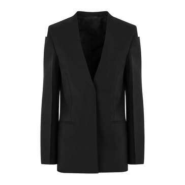 Black Collarless Blazer for Women