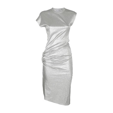 Silver Mirror Asymmetric Midi Dress