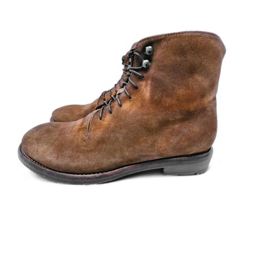 High Zipper Boot in Calf Suede, Whisky Brown