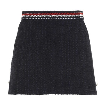 Navy Blue Striped Mini Skirt