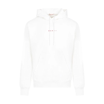 White Cotton Sweatshirt with Hood