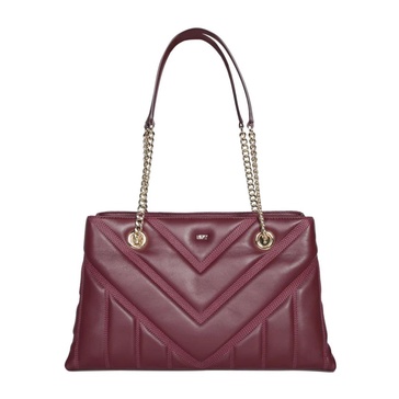 Quilted Bordeaux Leather Tote Bag