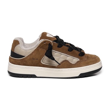 Brown Lace Closure Rubber Sole Sneakers