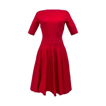 Red Jacquard Dress with Fitted Top