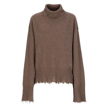 Brown Cashmere High Neck Sweater