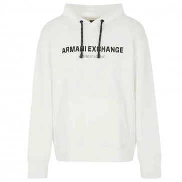 White Hooded Sweatshirt with Chest Print