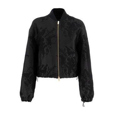 Sophisticated Bomber Jacket with Jacquard Boucl Fabric