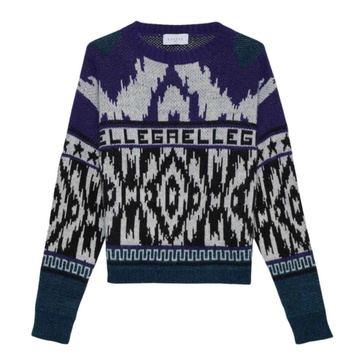 Purple Cropped Jacquard Pullover