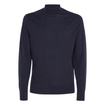 Blue Merino Wool High Neck Sweater