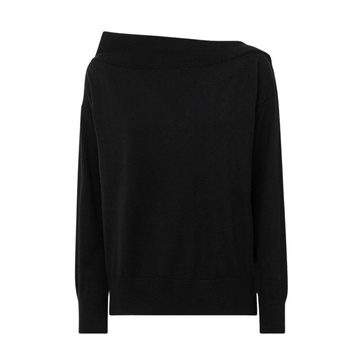 Asymmetric Boat Neck Long Sleeve Top