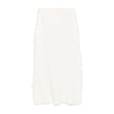 Knitted Fringed Cream Skirt