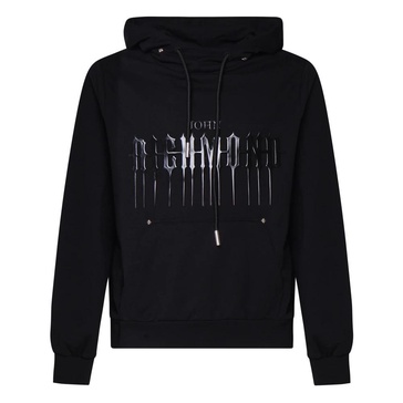 Black Cotton Hooded Sweatshirt with Front Print