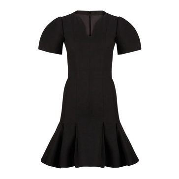 Black Wool Peplum Dress