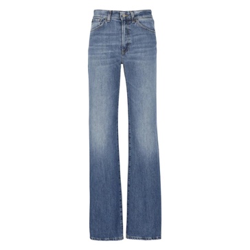 Blue Cotton Jeans with Belt Loops