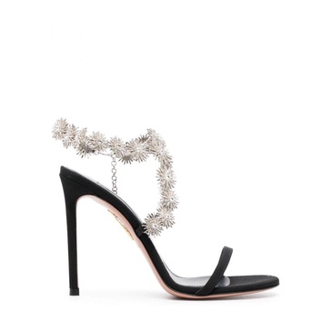 Crystal-Embellished Black Sandals