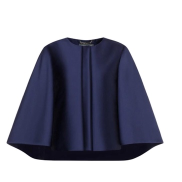 Blue Cape Style Silk Jacket