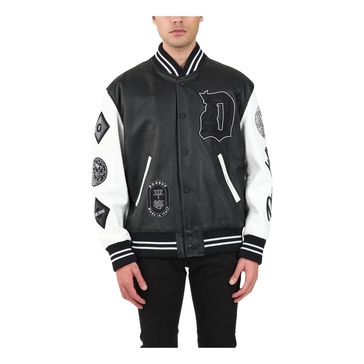 Leather College Jacket with Patches