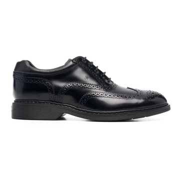 Black Leather Brogue Shoes with Memory Foam