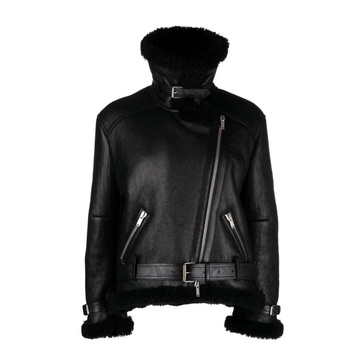 Noir Leather Jacket with Zip Fastening