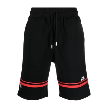 Black Logo Print Shorts with Stripe Detailing