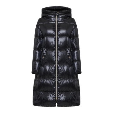 Black A-line Long Parka Coat