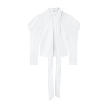 White Cotton Shirt with Lavallière Collar