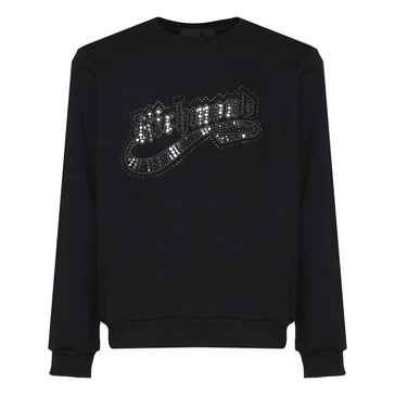 Black Cotton Sweatshirt with Front Print