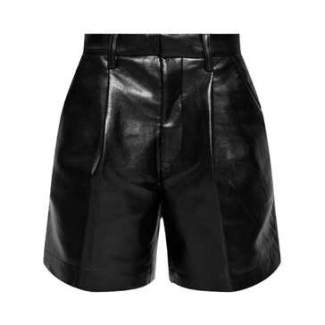 Pleated Leather Shorts