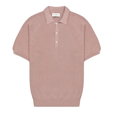 Cotton Mesh Polo with Button Front