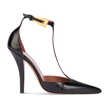 Black T-Strap Pump with High Heel