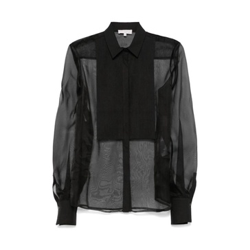 Black Silk Shirt with Balloon Sleeves