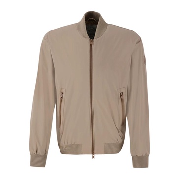 Stretch Bomber Jacket in Beige