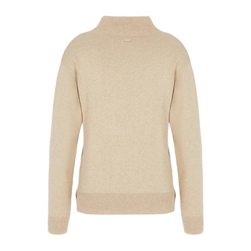 Beige Wool-Blend Sweatshirt Mock Neck