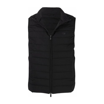 Black Leather Padded Gilet Jacket