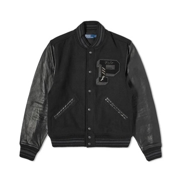 Lined Varsity Jacket in Polo Black