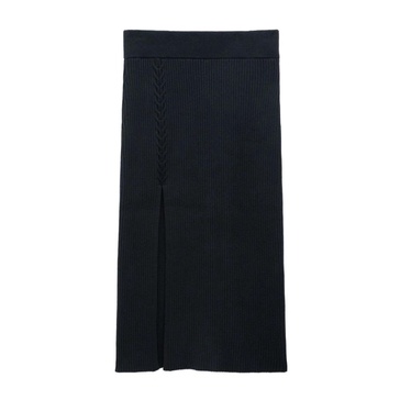 Black Ribbed Knit Skirt