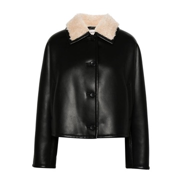 Faux Leather Shearling Trim Jacket