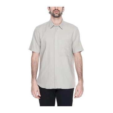 Beige Linen Blend Short Sleeve Shirt